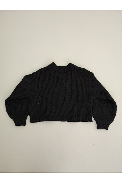 VERO MODA Černý crop pulovr s výstřihem do V a balonovými rukávy Vel. S | VERO MODA | obrázek 9