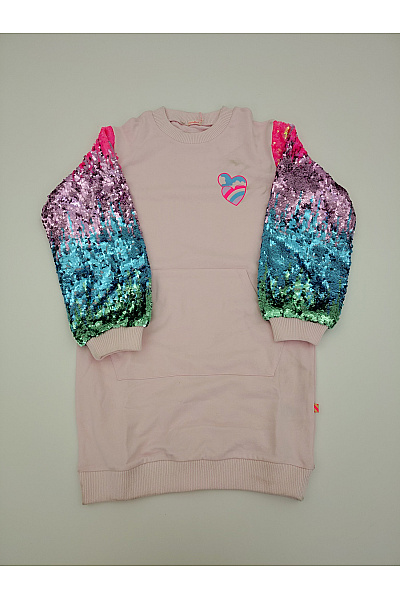 Billieblush Dívčí růžové mikinové šaty s flitrovými rukávy Vel. 150 | Billieblush | obrázek 2