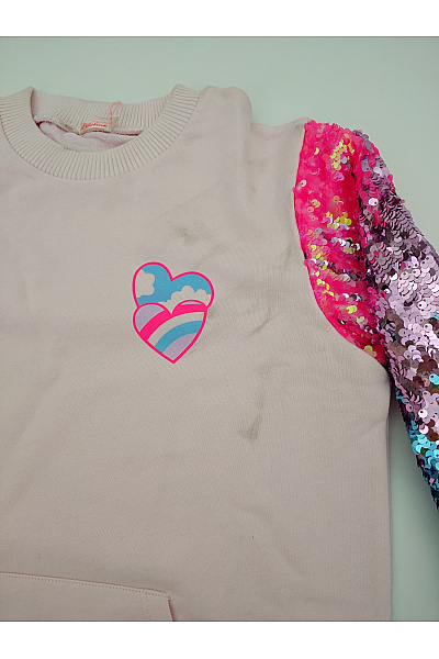 Billieblush Dívčí růžové mikinové šaty s flitrovými rukávy Vel. 150 | Billieblush | obrázek 3