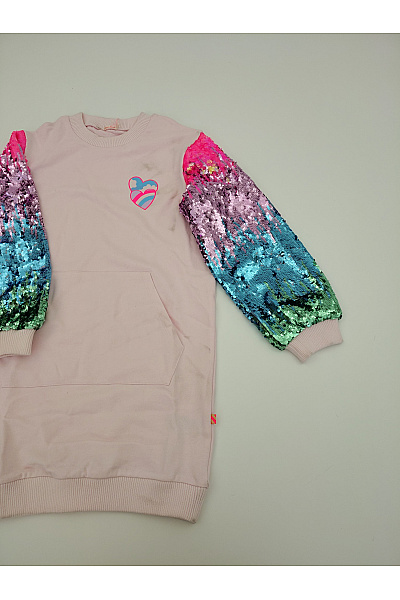 Billieblush Dívčí růžové mikinové šaty s flitrovými rukávy Vel. 150 | Billieblush | obrázek 4