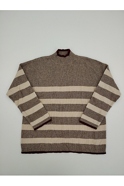 ONLY Dámský Pruhovaný Pletený Pulovr Se Stojáčkem Oversized Vel. XL