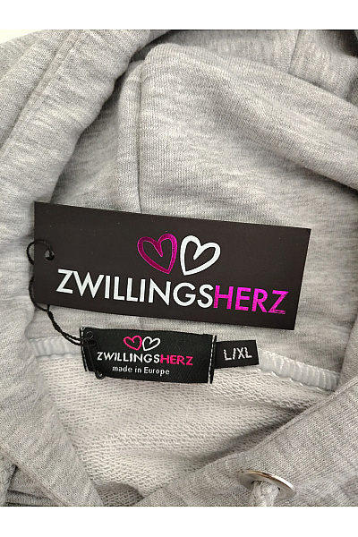 Zwillingsherz Šedá dámská mikina s kapucí a flitry Velikost L/XL | Zwillingsherz | obrázek 9