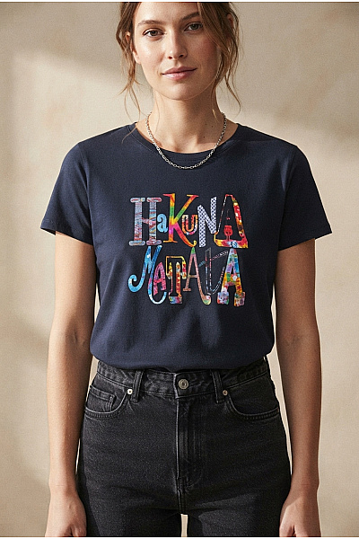 Dámské Bavlněné Tričko S Krátkým Rukávem A Nápisem Hakuna Matata Vel. L