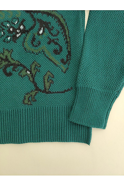 DESIGUAL Zelený pletený pulovr se stojáčkem a vzorem Velikost IT XL | DESIGUAL | obrázek 3