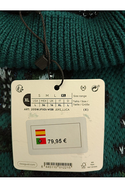 DESIGUAL Zelený pletený pulovr se stojáčkem a vzorem Velikost IT XL | DESIGUAL | obrázek 8