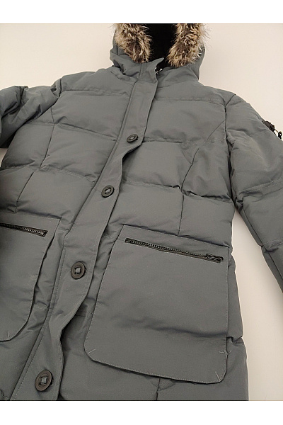 Canadian-peak Šedá zimní prošívaná parka s kapucí a kožíškem Velikost 3-L | canadian-peak | obrázek 3