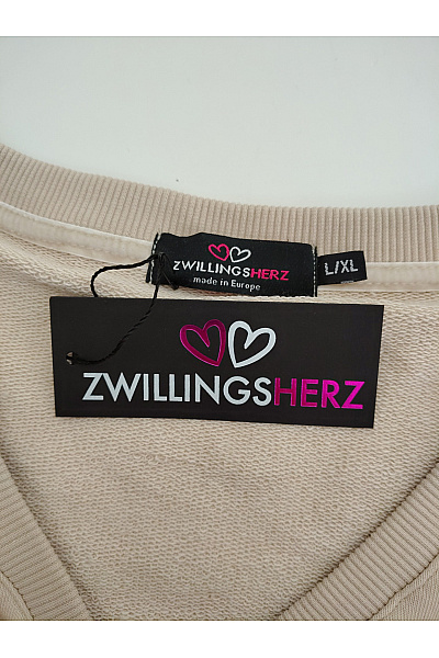 Zwillingsherz Béžová dámská mikina s potiskem a dlouhým rukávem Vel. L/XL | Zwillingsherz | obrázek 6