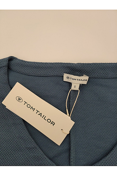 TOM TAILOR Dámské modré tričko s krátkým rukávem a balonové rukávy basic | TOM TAILOR | obrázek 5