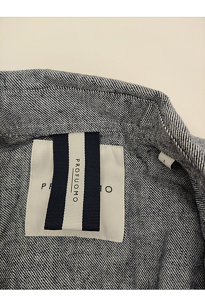 PROFUOMO Pánská lněná košile s dlouhým rukávem šedá regular fit Vel. L | PROFUOMO  | obrázek 4