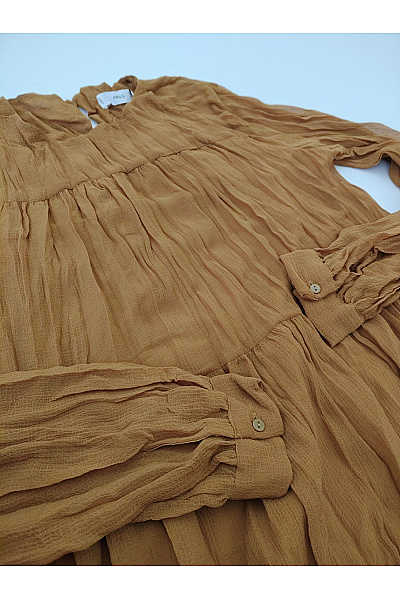 MANGO Hnědé maxi šaty s dlouhým rukávem boho Velikost EU S | MANGO | obrázek 4