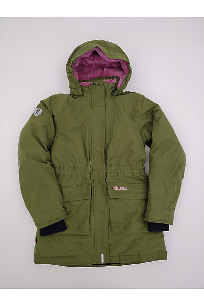 TROLLKIDS Dívčí khaki outdoorová bunda s kapucí Velikost EU 140 | TROLLKIDS | obrázek 2