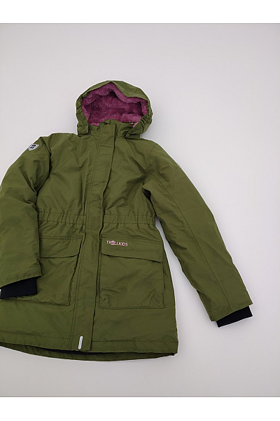 TROLLKIDS Dívčí khaki outdoorová bunda s kapucí Velikost EU 140 | TROLLKIDS | obrázek 3