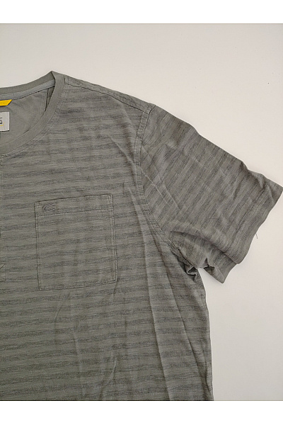 Camel active Šedé bavlněné pánské tričko henley s krátkým rukávem, kapsou a nápisem Velikost EU XL | camel active | obrázek 4