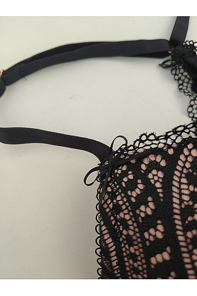 Lasca Černá krajková push up podprsenka s překříženými zády a zapínáním vpředu Velikost EU 70C | Lasca | obrázek 4