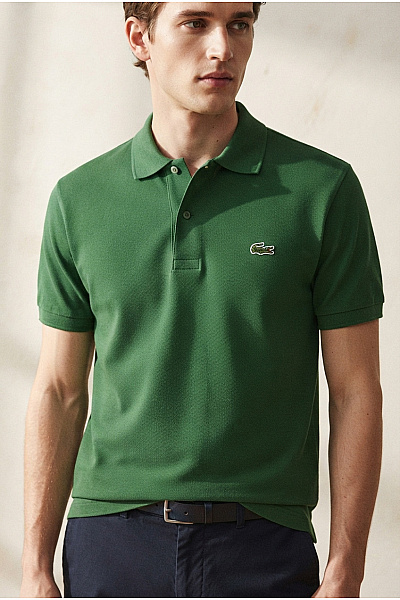 LACOSTE Pánské Zelené Bavlněné Polo Tričko S Krátkým Rukávem Basic Vel. US S