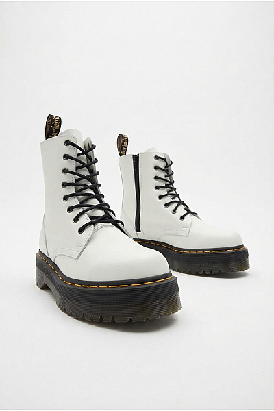 Dr.Martens Bílé Kotníkové Boty Na Vysoké Platformě Se šněrováním A Zipem Vel. EU 39