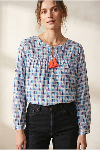 Zwillingsherz Dámská Halenka S Dlouhým Rukávem Vzorovaná Boho Velikost L/XL