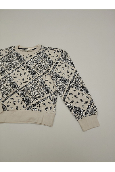 TOM TAILOR Béžová bavlněná mikina s paisley vzorem crewneck Vel. XS | TOM TAILOR | obrázek 3