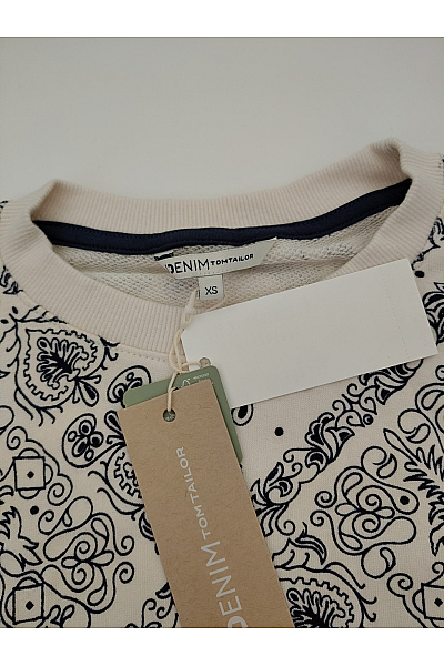 TOM TAILOR Béžová bavlněná mikina s paisley vzorem crewneck Vel. XS | TOM TAILOR | obrázek 5