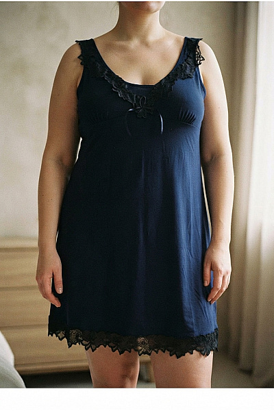 Kalimo Dámská Noční Košilka S Krajkou Modrá Velikost EU XXL