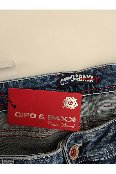 Cipo&Baxx Pánské modré bavlněné džíny rovné seprané Velikost W:32 L:32 | Cipo&Baxx | obrázek 6