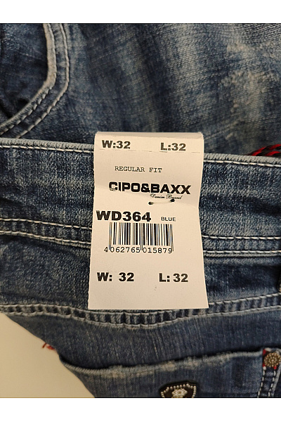 Cipo&Baxx Pánské modré bavlněné džíny rovné seprané Velikost W:32 L:32 | Cipo&Baxx | obrázek 7