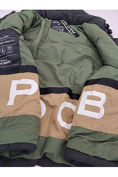 POLO CLUB Pánská khaki prošívaná zimní bunda s kapucí puffer Velikost XL | POLO CLUB | obrázek 9