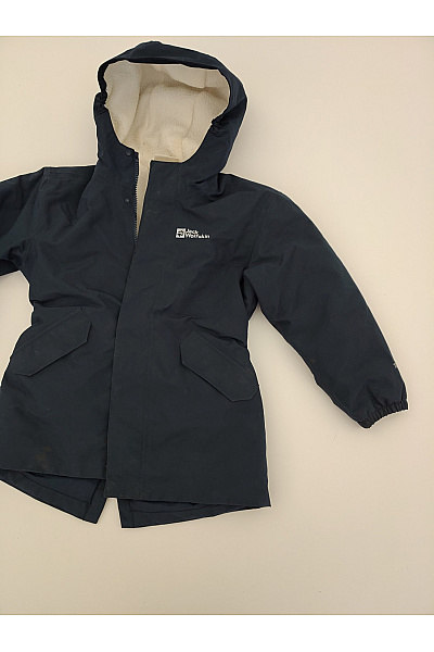 Jack Wolfskin Modrá dětská outdoorová bunda s kapucí Velikost 116 | Jack Wolfskin | obrázek 9