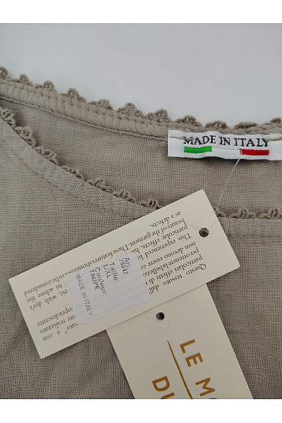 MADE IN ITALY Béžové lněné šaty s krajkou a kapsami Vel. L/XL | MADE IN ITALY | obrázek 3