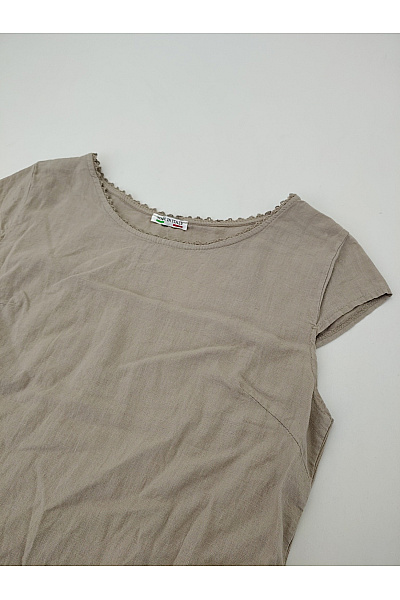 MADE IN ITALY Béžové lněné šaty s krajkou a kapsami Vel. L/XL | MADE IN ITALY | obrázek 7