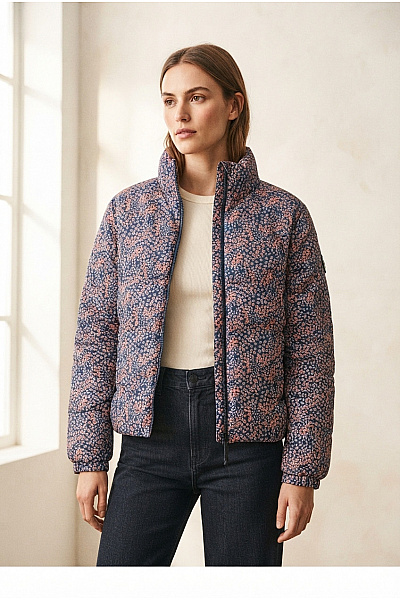 Pepe Jeans Dámská Prošívaná Květovaná Přechodná Bunda Se Zipem Vel. L