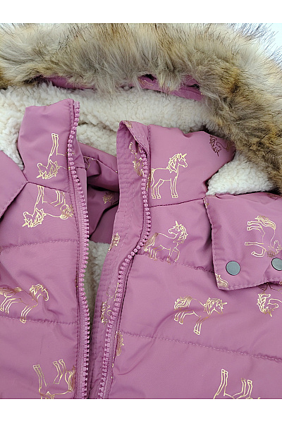 TOPO BY KIDS PARK Dívčí růžová zimní bunda s potiskem jednorožců Velikost EU 128 | TOPO BY KIDS PARK | obrázek 4