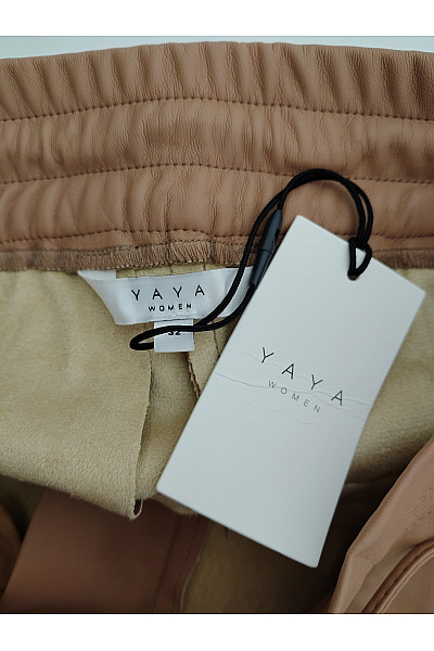 YAYA Dámské hnědé koženkové kalhoty s vysokým pasem a rozparkem Velikost EU 32 | YAYA | obrázek 7
