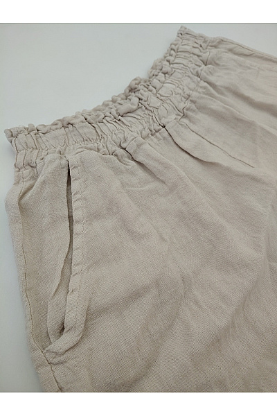 LE MONDE DU LIN Béžové lněné široké kalhoty s kapsami Vel. XL/XXL | LE MONDE DU LIN | obrázek 4