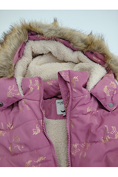 TOPO BY KIDS PARK Dívčí růžová zimní bunda s potiskem jednorožců Vel. EU 128 | TOPO BY KIDS PARK | obrázek 3