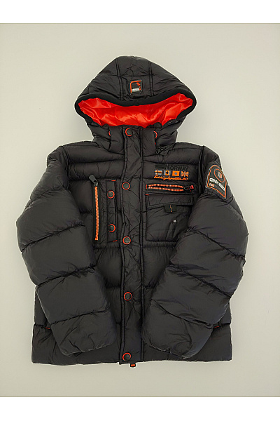 Geographical Norway Černá Chlapecká Prošívaná Zimní Bunda S Kapucí Outdoor Velikost 12Y