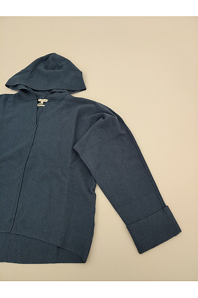 TOM TAILOR Modrý pletený oversized pulovr s kapucí Vel. S | TOM TAILOR | obrázek 3