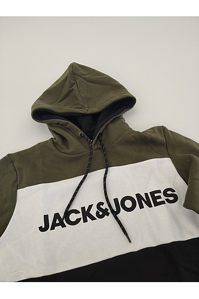 JACK & JONES Pánská khaki mikina s kapucí přes hlavu potiskem Vel. EU L | JACK & JONES | obrázek 4