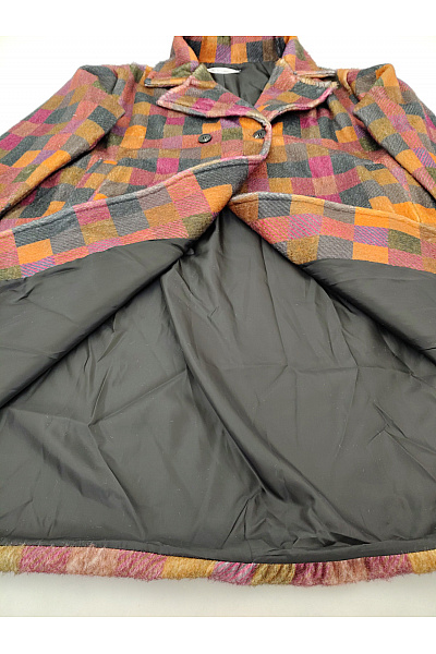 Barevný vlněný kostkovaný dvouřadý kabát vintage | Unimoda | obrázek 3