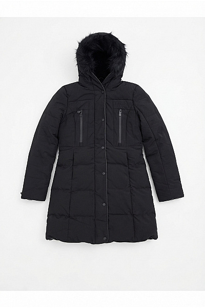 Geographical Norway Dívčí černá Zimní Bunda S Kapucí Outdoor Velikost EU 14Y
