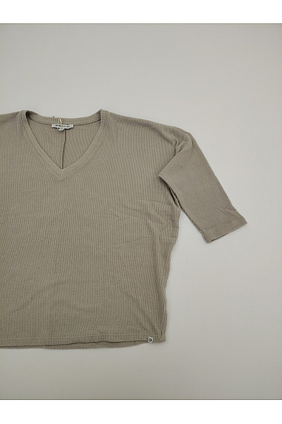 TOM TAILOR Dámské khaki tričko s výstřihem do V a tříčtvrtečním rukávem Vel. XS | TOM TAILOR | obrázek 3