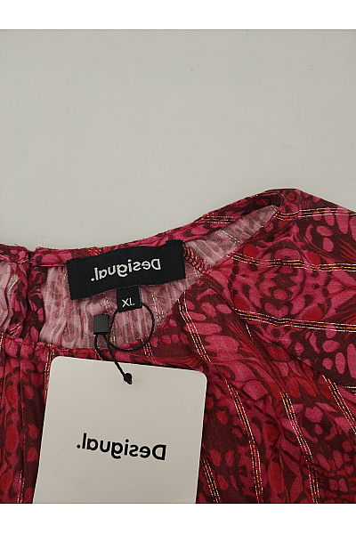 DESIGUAL Červená halenka s dlouhým rukávem a potiskem motýlů Vel. XL | DESIGUAL | obrázek 5