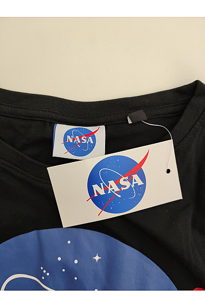 NASA Černé bavlněné dámské tričko s krátkým rukávem a potiskem Vel. UK 8/S | NASA | obrázek 6