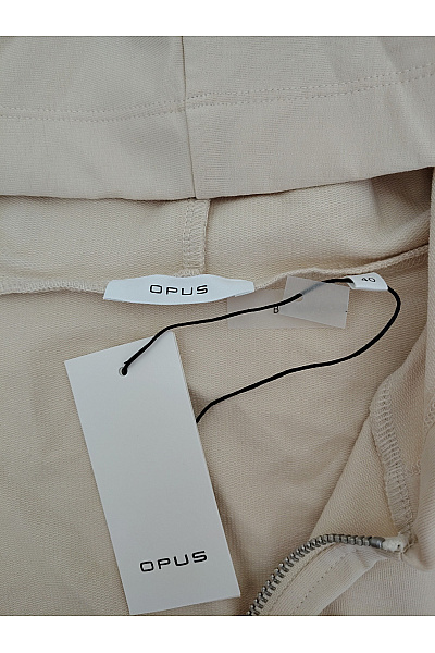 OPUS Béžová bavlněná mikina na zip s kapucí oversized Velikost EU 40 | OPUS | obrázek 4