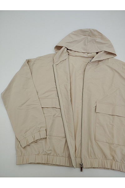OPUS Béžová bavlněná mikina na zip s kapucí oversized Velikost EU 40 | OPUS | obrázek 6