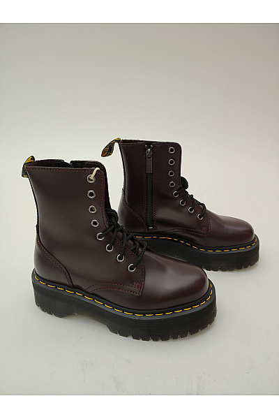Dr.Martens Vínové kožené kotníkové boty na platformě se šněrováním a zipem Velikost EU 37 | Dr.Martens | obrázek 2