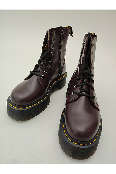 Dr.Martens Vínové kožené kotníkové boty na platformě se šněrováním a zipem Velikost EU 37 | Dr.Martens | obrázek 3