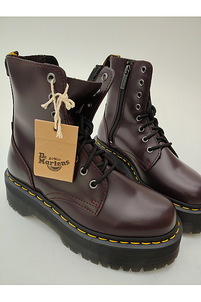 Dr.Martens Vínové kožené kotníkové boty na platformě se šněrováním a zipem Velikost EU 37 | Dr.Martens | obrázek 8