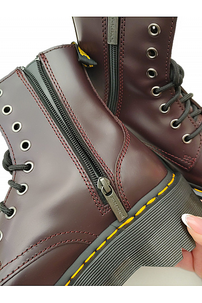 Dr.Martens Vínové kožené kotníkové boty na platformě se šněrováním a zipem Velikost EU 37 | Dr.Martens | obrázek 10