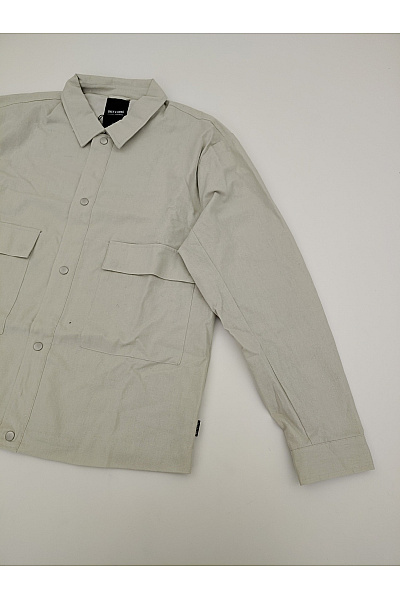 ONLY & SONS Béžová lněná košilová bunda jarní Velikost XL | ONLY & SONS | obrázek 3